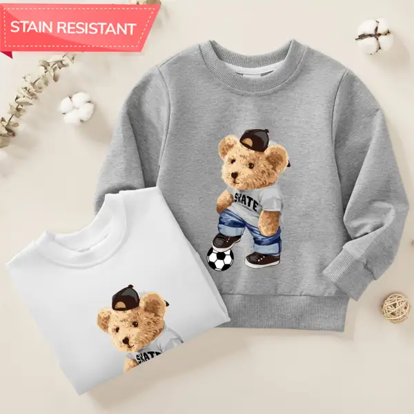 【12M-9Y】Boy Cotton Stain Resistant Bear Print Long Sleeve Sweatshirt - Popopieshop.com 