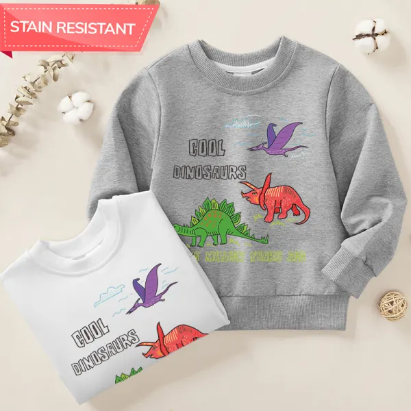 【12M-9Y】Boy Cotton Stain Resistant Dinosaur Print Long Sleeve Sweatshirt - Popopieshop.com 