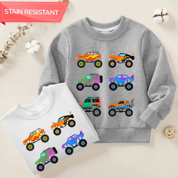 【12M-9Y】Boy Cotton Stain Resistant Car Print Long Sleeve Sweatshirt - Popopieshop.com 