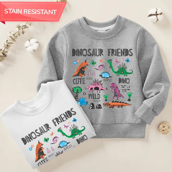 【12M-9Y】Unisex Kids Cotton Stain Resistant Dinosaur Print Long Sleeve Sweatshirt - 7196 - Popopieshop.com 