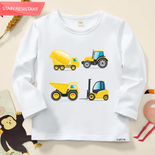 【12M-9Y】Boy Cotton Stain Resistant Car Print Long Sleeve Tee - Popopieshop.com 