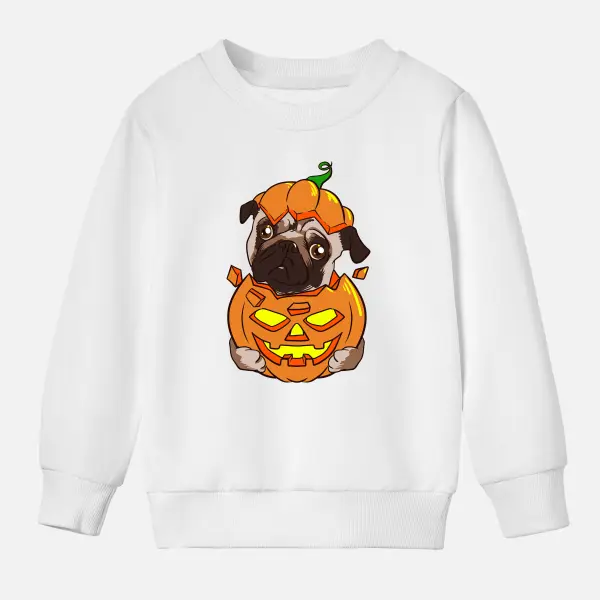 【12M-9Y】Kids Halloween Pumpkin And Dog Print Cotton Stain Resistant Long Sleeve Sweatshirt - 7210 Only $20.99 - Popopieshop.com 