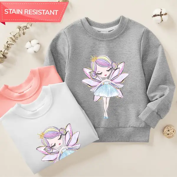 【12M-9Y】Girl Cotton Stain Resistant Elf Print Long Sleeve Sweatshirt - Popopieshop.com 