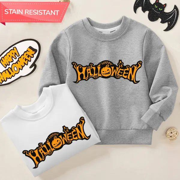 【12M-9Y】Unisex Kids Cotton Stain Resistant Halloween Print Long Sleeve Sweatshirt - Popopieshop.com 
