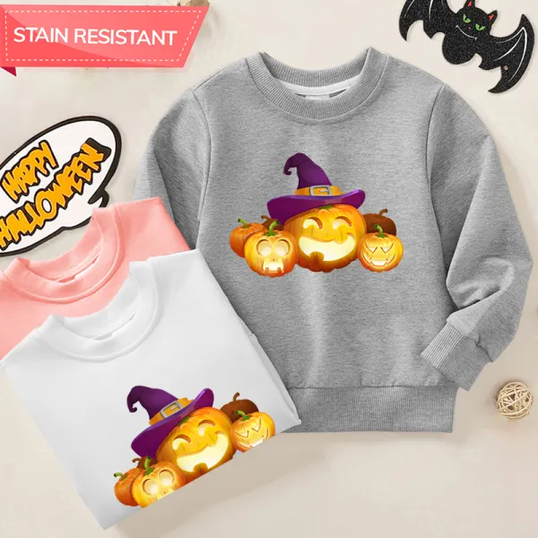 【12M-9Y】Unisex Kids Cotton Stain Resistant Halloween Print Long Sleeve Sweatshirt - Popopieshop.com 