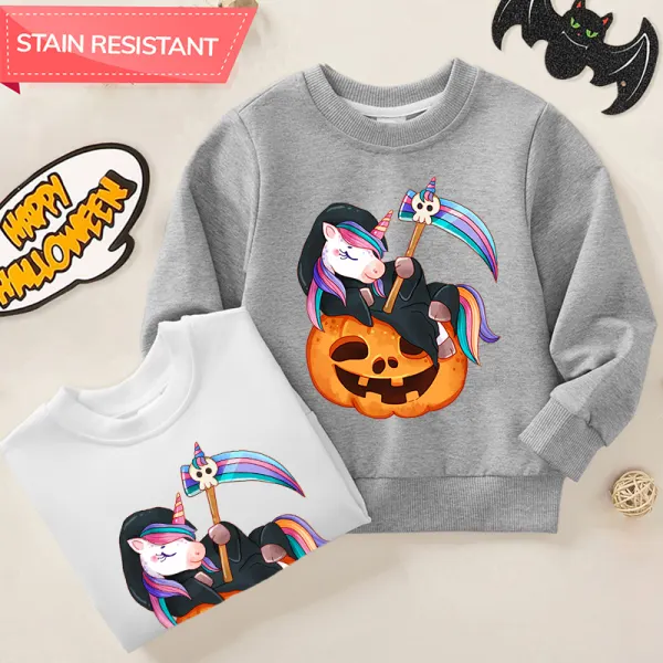 【12M-9Y】Unisex Kids Cotton Stain Resistant Halloween Print Long Sleeve Sweatshirt - Popopieshop.com 