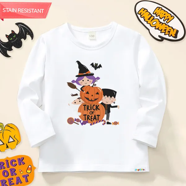 【12M-9Y】Unisex Kids Cotton Stain Resistant Halloween Print Long Sleeve Tee - Popopieshop.com 