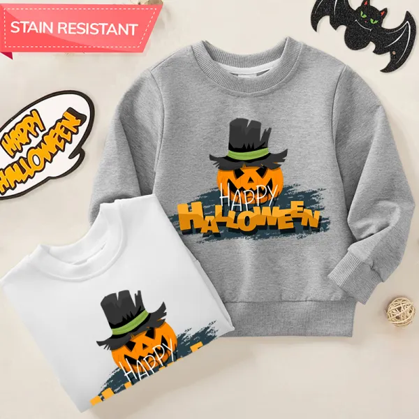 【12M-9Y】Unisex Kids Cotton Stain Resistant Halloween Print Long Sleeve Sweatshirt - Popopieshop.com 
