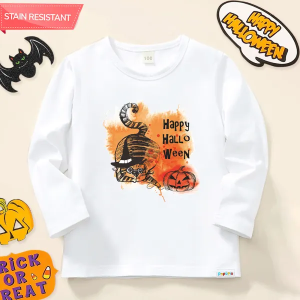 【12M-9Y】Unisex Kids Cotton Stain Resistant Halloween Print Long Sleeve Tee - Popopieshop.com 