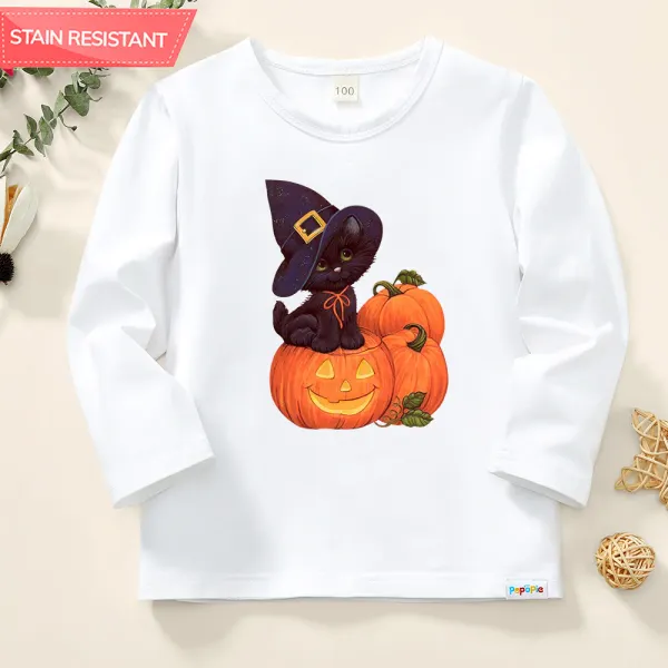 【12M-9Y】Toddler Kid Halloween Print Cotton Stain Resistant Long Sleeve T-shirt - Popopieshop.com 