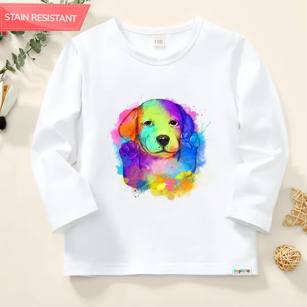 【12M-9Y】Kids Cartoon Print Cotton Stain Resistant Long Sleeve T-shirt - Popopieshop.com 
