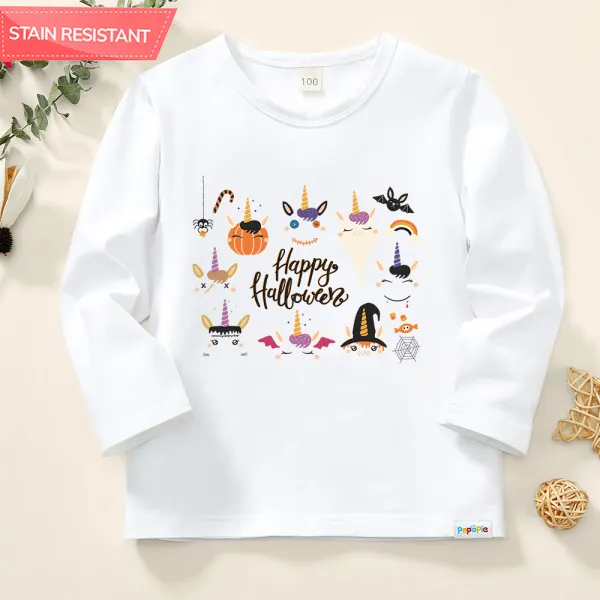 【12M-9Y】Toddler Kid Halloween Print Cotton Stain Resistant Long Sleeve T-shirt - Popopieshop.com 