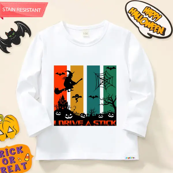 【12M-9Y】Unisex Cotton Stain Resistant Halloween Print Long Sleeve Tee - 7201 Only $15.99 - Popopieshop.com 