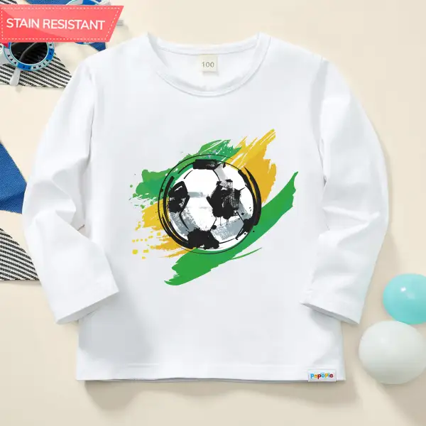 【12M-9Y】Boy Football Print Cotton Stain Resistant Long Sleeve T-shirt - 7193 - Popopieshop.com 