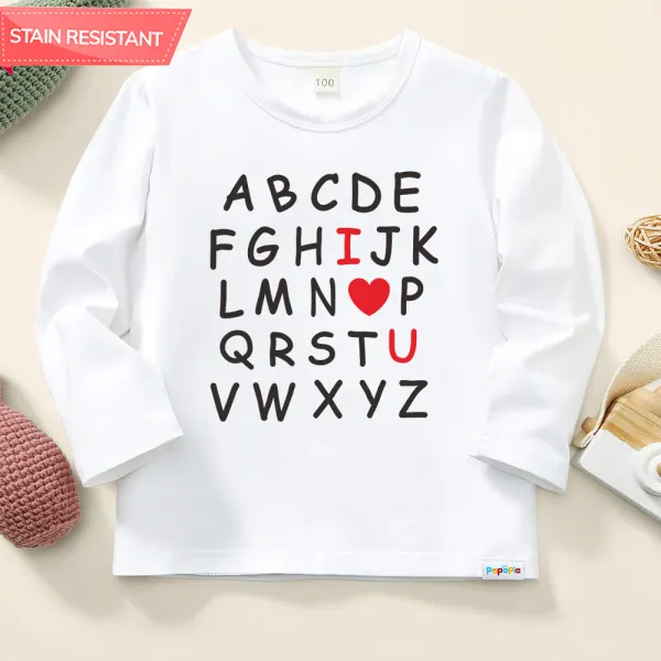 【12M-9Y】Unisex Kids Cotton Stain Resistant Letters Print Long Sleeve Tee - Popopieshop.com 