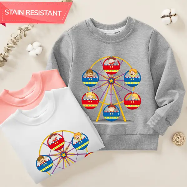 【12M-9Y】Unisex Cotton Stain Resistant Ferris Wheel Print Long Sleeve Sweatshirt - Popopieshop.com 