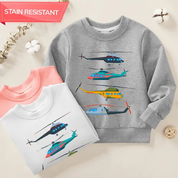 【12M-9Y】Boys Airplane Print Cotton Stain Resistant Long Sleeve Sweatshirt - 7207 - Popopieshop.com 