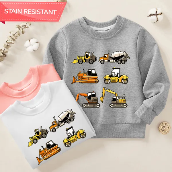 【12M-9Y】Boy Excavator Print Cotton Stain Resistant Long Sleeve Sweatshirt - Popopieshop.com 