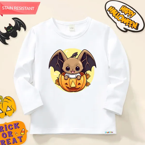 【12M-9Y】Unisex Kids Cotton Stain Resistant Halloween Print Long Sleeve Tee - Popopieshop.com 