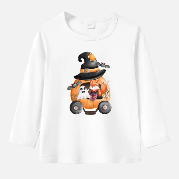 【12M-9Y】Unisex Kids Cotton Stain Resistant Halloween Print Long Sleeve Tee Only $15.99 - Popopieshop.com 