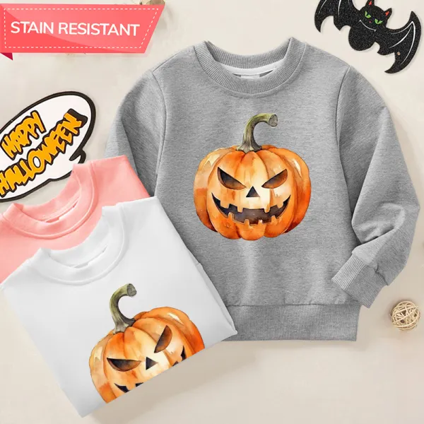 【12M-9Y】Unisex Kids Cotton Stain Resistant Halloween Print Long Sleeve Sweatshirt - Popopieshop.com 