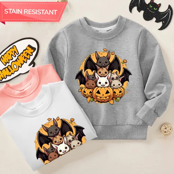 【12M-9Y】Unisex Kids Cotton Stain Resistant Halloween Print Long Sleeve Sweatshirt - Popopieshop.com 