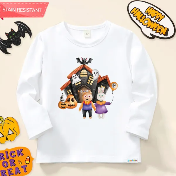 【12M-9Y】Unisex Kids Cotton Stain Resistant Halloween Print Long Sleeve Tee - Popopieshop.com 