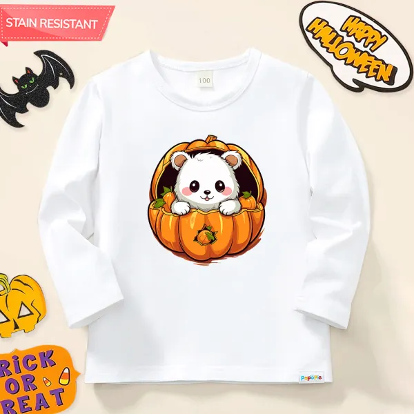【12M-9Y】Unisex Kids Cotton Stain Resistant Halloween Print Long Sleeve Tee - Popopieshop.com 