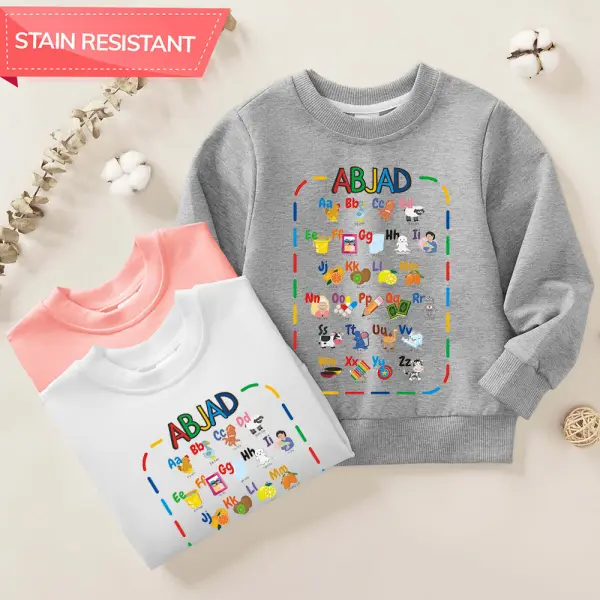 【12M-9Y】Unisex Kids Cotton Stain Resistant Cartoon Letter Print Long Sleeve Sweatshirt - Popopieshop.com 