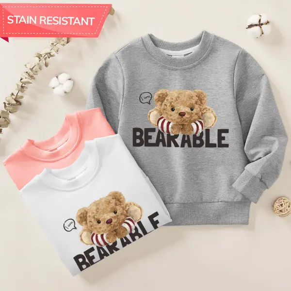 【12M-9Y】Unisex Kids Cotton Stain Resistant Bear Print Long Sleeve Sweatshirt - Popopieshop.com 