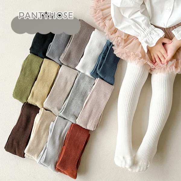 【18M-8Y】Girls Fashionable Solid Color Cotton Comfortable Pantyhose - Thepopopie.com 