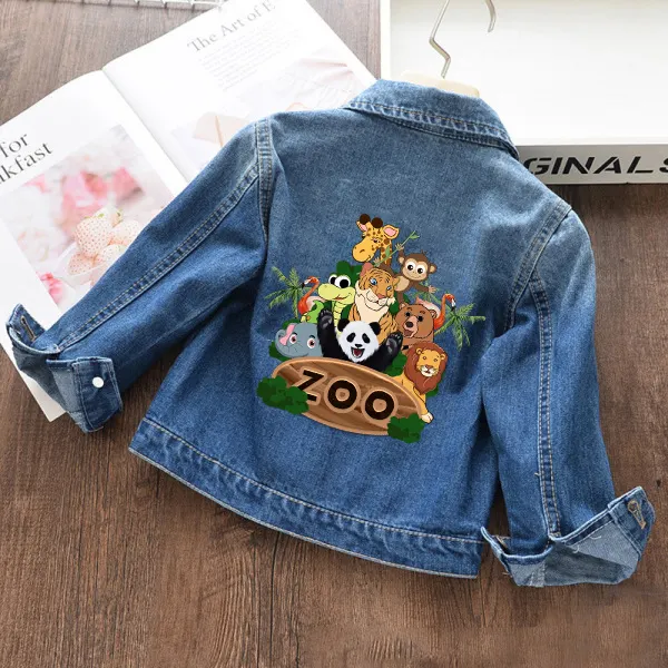 【18M-11Y】Unisex Kids Animal Print Denim Jacket - Popopieshop.com 