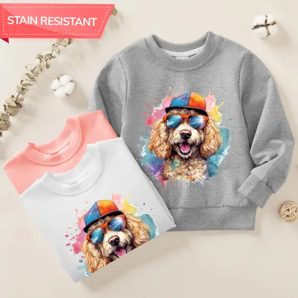 【12M-9Y】Kids Casual Dog Print Cotton Stain Resistant Long Sleeve Sweatshirt - Popopieshop.com 