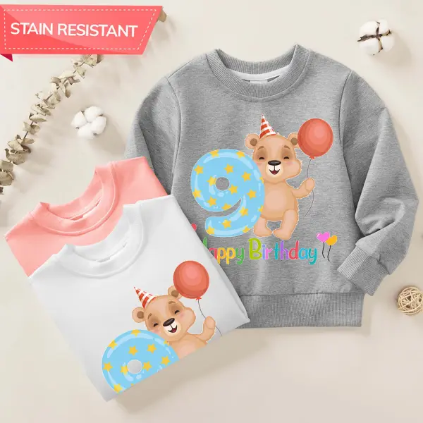 【12M-9Y】Unisex Kids Cotton Stain Resistant Birthday Print Long Sleeve Sweatshirt - Popopieshop.com 