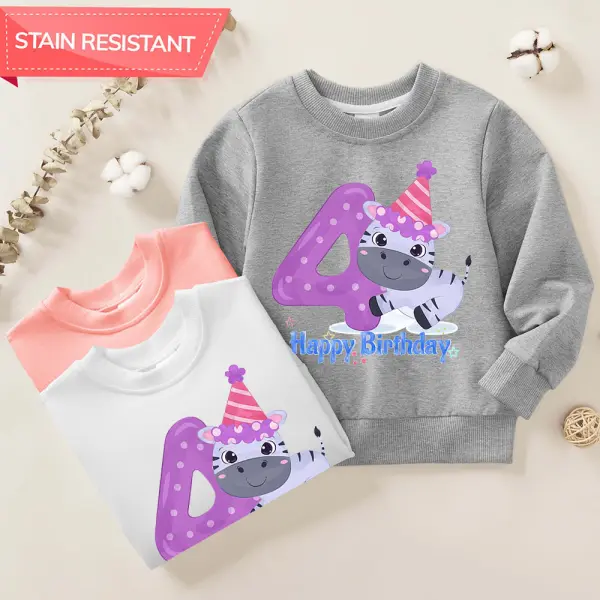 【12M-9Y】Unisex Kids Cotton Stain Resistant Birthday Print Long Sleeve Sweatshirt - Popopieshop.com 