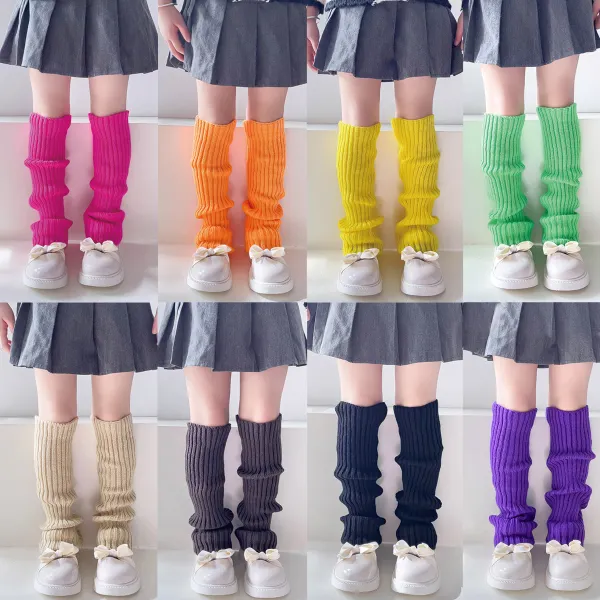 Girls Fashion Solid Color Stacked Socks Pile Socks - Popopieshop.com 