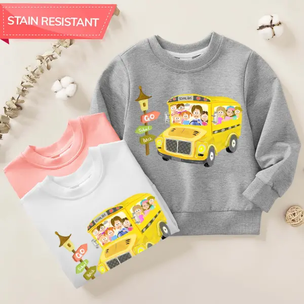 【12M-9Y】Boys Cotton Stain Resistant School Bus Print Long Sleeve Sweatshirt - Popopieshop.com 