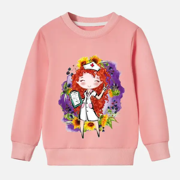 【12M-9Y】Girl Cotton Stain Resistant Paramedics Print Long Sleeve Sweatshirt - Popopieshop.com 