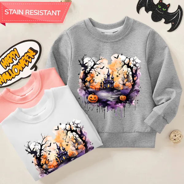 【12M-9Y】Unisex Kids Cotton Stain Resistant Halloween Print Long Sleeve Sweatshirt - Popopieshop.com 