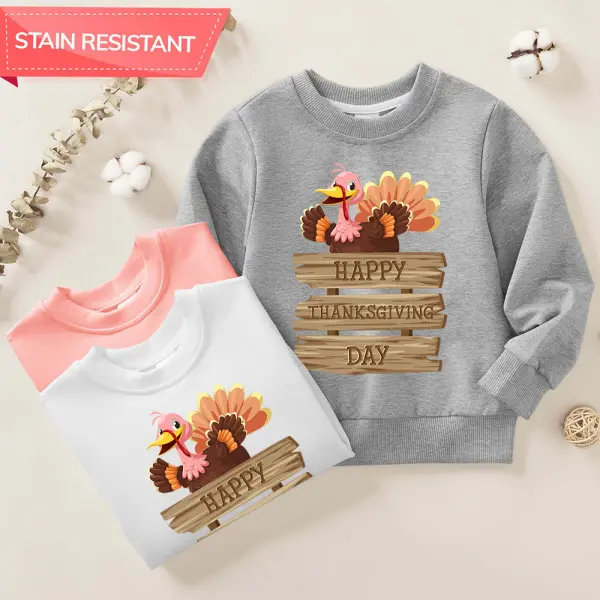 【12M-9Y】Unisex Kids Cotton Stain Resistant Thanksgiving Day Print Long Sleeve Sweatshirt - Popopieshop.com 