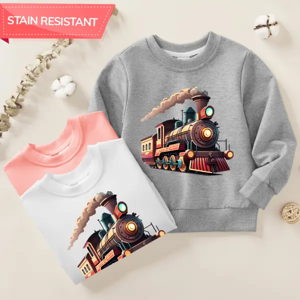 【12M-9Y】Boy Train Print Cotton Stain Resistant Long Sleeve Sweatshirt - Popopieshop.com 