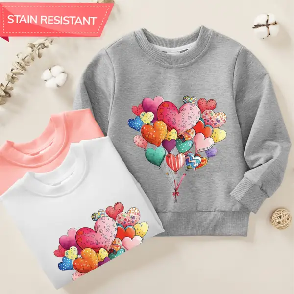 【12M-9Y】Girl Cotton Stain Resistant Colorful Balloons Print Long Sleeve Sweatshirt - Popopieshop.com 