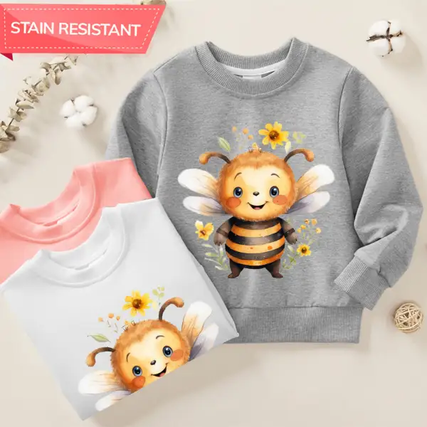【12M-9Y】Unisex Cotton Stain Resistant Cute Little Bee Print Long Sleeve Sweatshirt - Popopieshop.com 