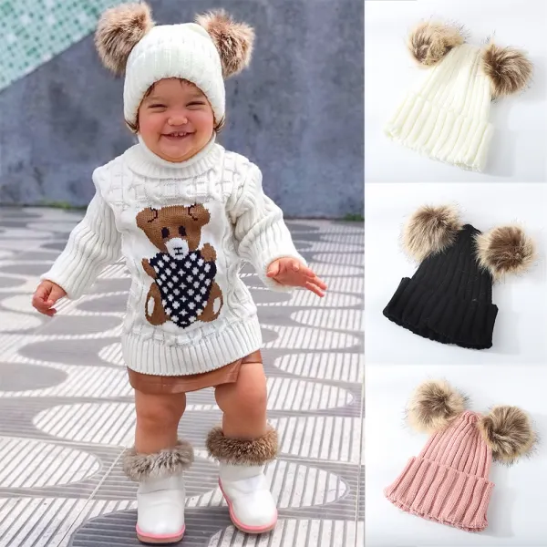 Unisex Kids Pom Pom Knit Hat - Popopieshop.com 