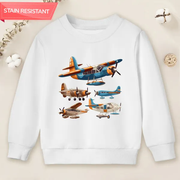 【12M-9Y】Boys Casual Airplane Print Cotton Stain Resistant Long Sleeve Sweatshirt - Popopieshop.com 