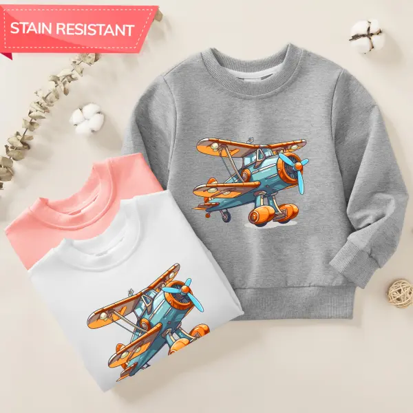 【12M-9Y】Boys Casual Airplane Print Cotton Stain Resistant Long Sleeve Sweatshirt - Popopieshop.com 