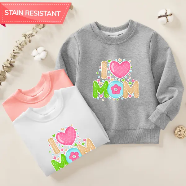 【12M-9Y】Girl Cute Mom Letter And Heart Shape Print Cotton Stain Resistant Long Sleeve Sweatshirt - Popopieshop.chimpone.com 