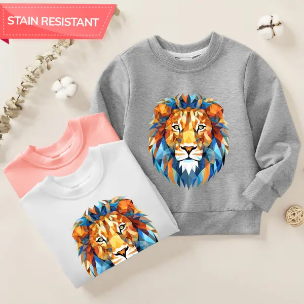 【12M-9Y】Boy Lion Print Cotton Stain Resistant Long Sleeve Sweatshirt - Popopieshop.com 