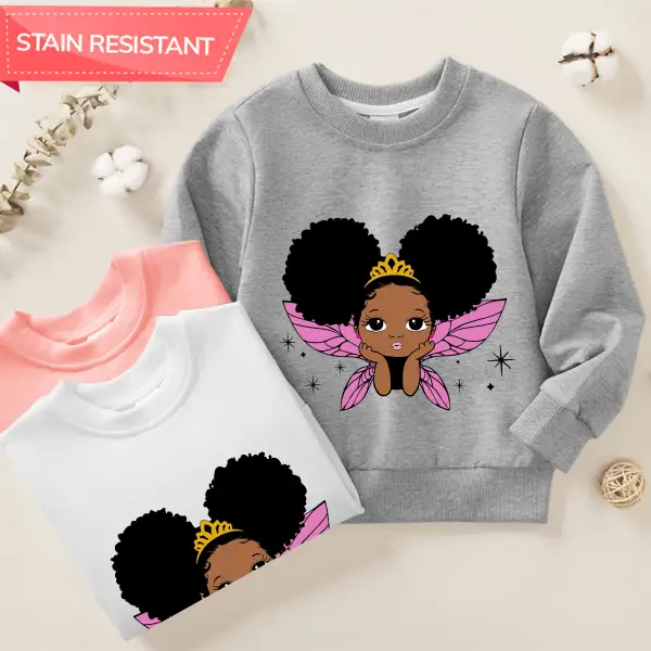 【12M-9Y】Girl Cotton Stain Resistant Beautiful Girl Print Long Sleeve Sweatshirt - Popopieshop.com 