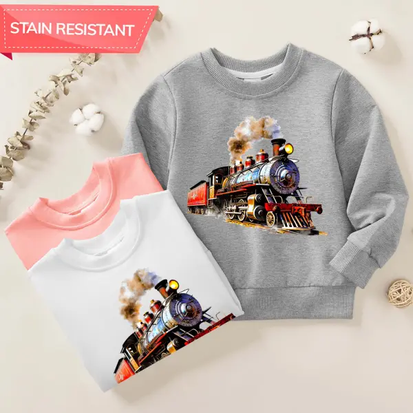 【12M-9Y】Boys Cotton Stain Resistant Train Print Long Sleeve Sweatshirt - Popopieshop.com 